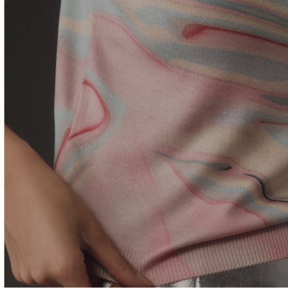 Anthropologie Short Sleeve Sweater Knit Top With Pastel Design Size XS EUC! - Picture 6 of 13